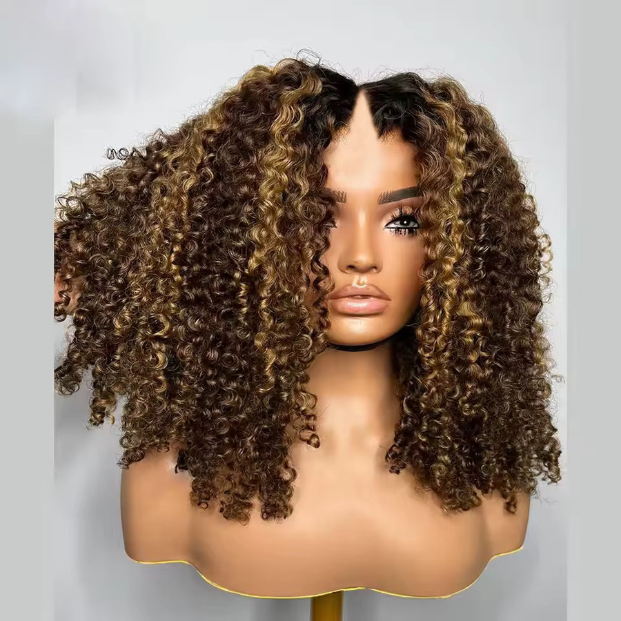Fantasy Beauty Blonde Full Afro Echthaar Perücke, Kastanienbraun, Damen - Bild 2