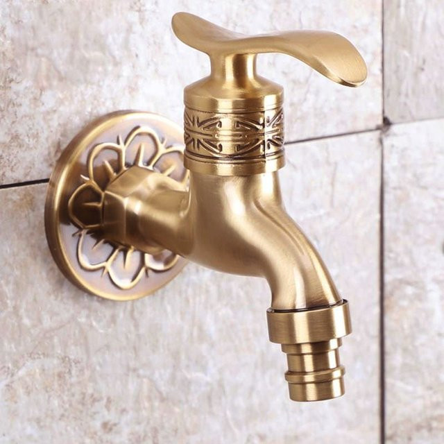 Ellen Homedecor Garten Wasserhahn in antiker Bronze aus Messing für Terrasse und Waschmaschine EL7772-1 - Bild 1