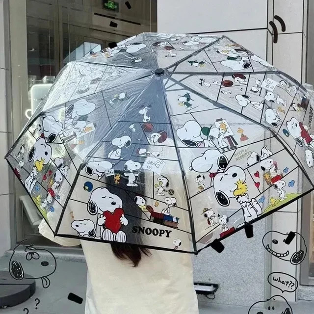 Bandai Snoopys Regenschirm, Dreifach Faltbarer Automatik-Regenschirm - Bild 1