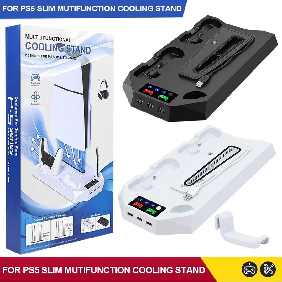 HeroAngel Kühlventilator und Controller-Ladestation für PS5 Slim Disc Digital Edition in Weiß - Bild 3