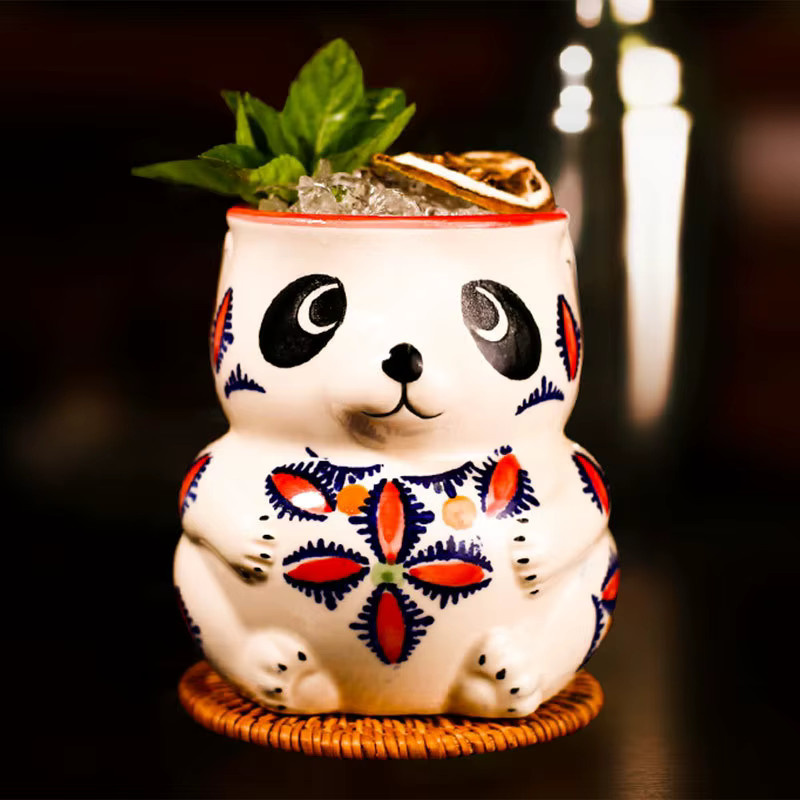 Bunte Keramik Tiki Cocktail Tasse mit tropischen Motiven für Bar Zubehör - Bild 2