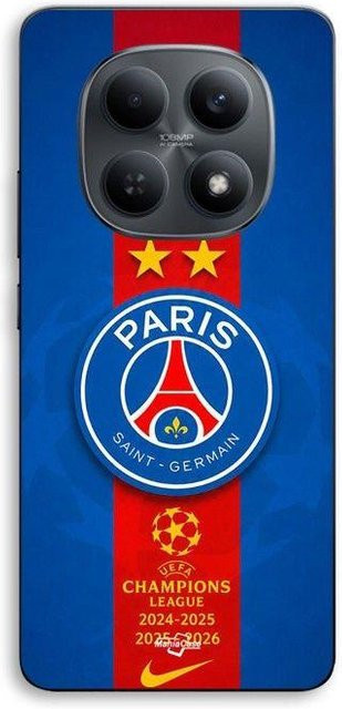 Maniacase Schutzhülle für Xiaomi Redmi Note 15 5G in Schwarz mit PSG Logo Design in Rot und Blau - Bild 1