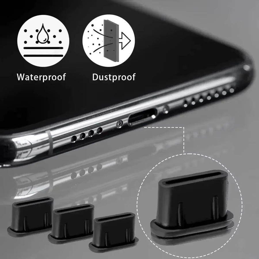 Silikon USB-C Staubschutzkappen in Schwarz für Xiaomi und iPhone 15 - Bild 3