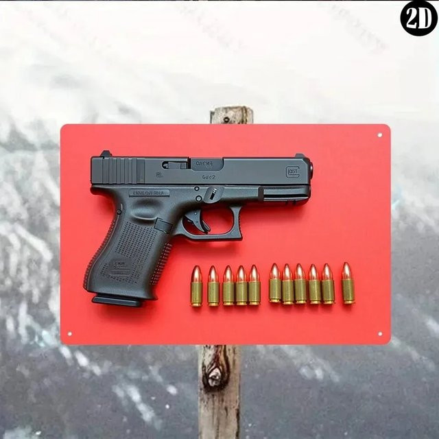 Vintage Militär Wandkunst-Schild aus Metall von CIFBUY in Rot, Rechteckig, Breite: 30,0 cm, Höhe: 20,0 cm - Bild 1