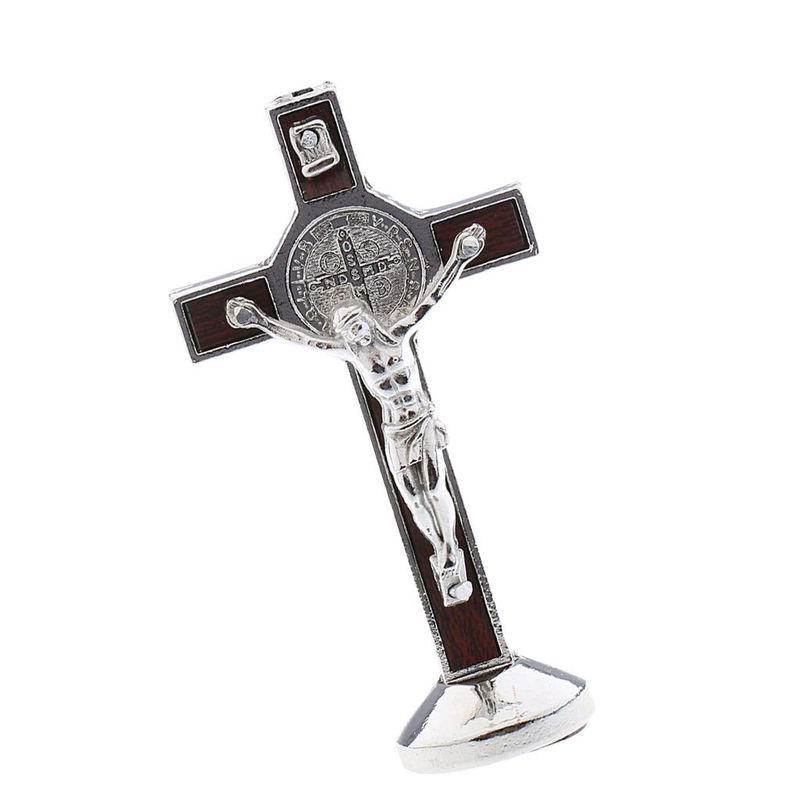 Kruzifix Jesus Christus Standbild aus Metall in Silber für Auto, Zuhause und Kapelle - Bild 2