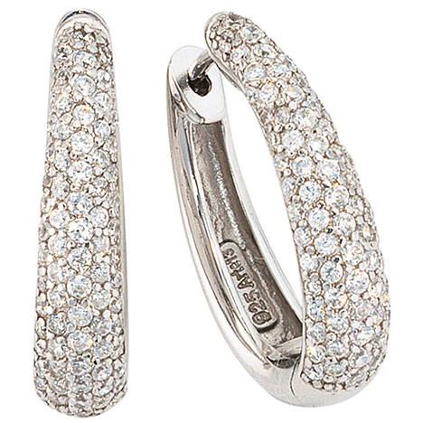 Colfem Creolen oval, 925 Silber, Zirkonia, Unisex - Bild 1