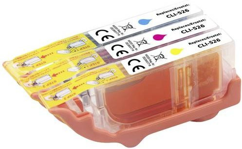 Renkforce Druckerpatronen Kombi-Pack kompatibel mit Canon CLI-526C, CLI-526M, CLI-526Y in Cyan, Magenta und Gelb - Bild 1