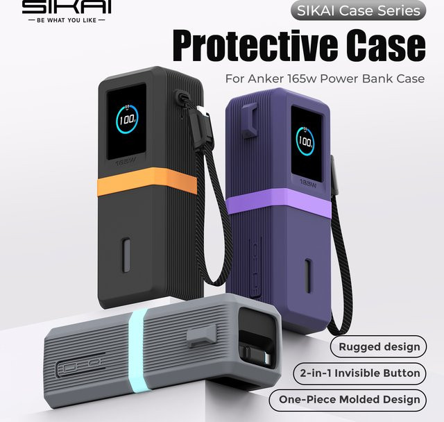 SIKAI 2.0 Silikonhülle für Anker Zolo 165W 25000mAh Powerbank in Purple mit Kabelorganisator-Ring und Lanyard-Loch - Bild 1