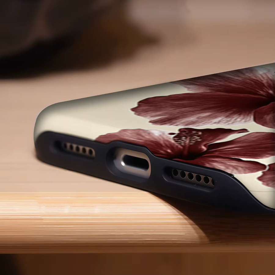 Robuste doppelschichtige Magnet-Handyhülle mit Blumenmuster für iPhone 17 16 15 14 13 Pro Max Plus in Rot von Potdemiel - Bild 6