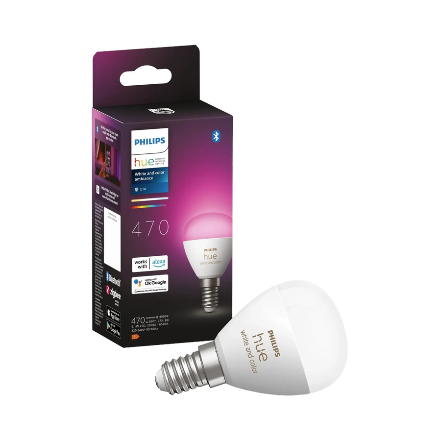 Philips Hue White & Color Ambiance Smart LED-Leuchtmittel E14 Tropfenform, dimmbar, 5W, 470lm, Weiß - Bild 4