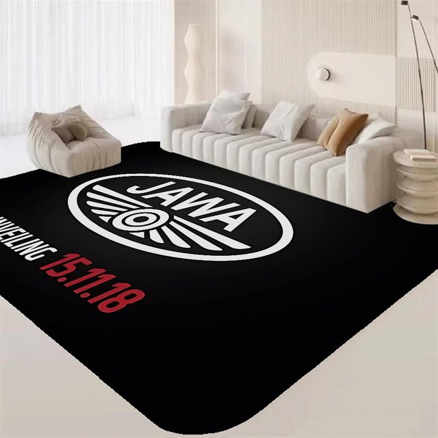 Karpetti J-Jawa Motorrad Logo Fußmatte im nordischen Stil, Schwarz, B/T: 120 x 40 cm - Bild 1