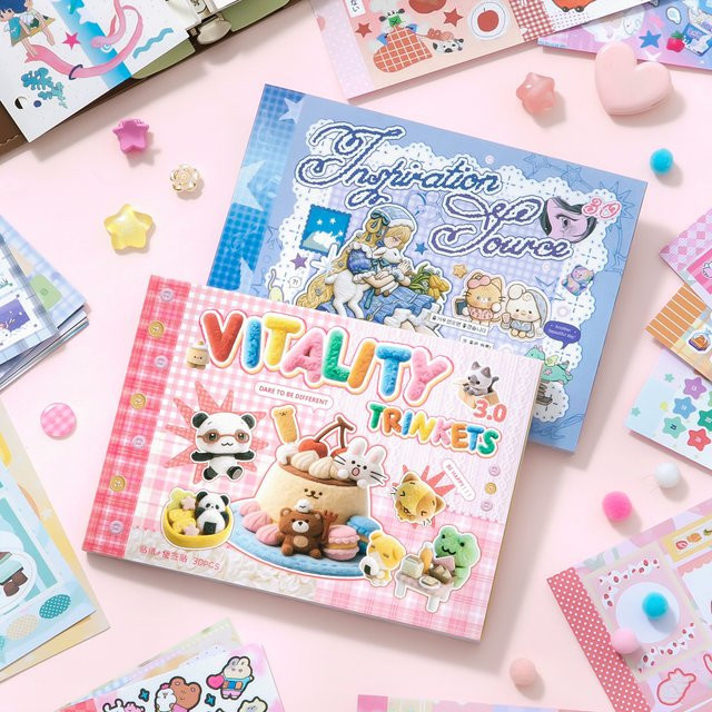 M5 Double-Spelling Ins-Style niedliche gestanzte Aufkleber für Planer-Dekoration und DIY-Scrapbooking, 30 Blatt, mehrfarbig - Bild 1