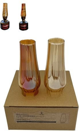Coleman Lumiere Laternen Ersatz-Lampenschirm aus Glas, Set mit 2 Stück, Weinrot und Champagner-Gold - Bild 1