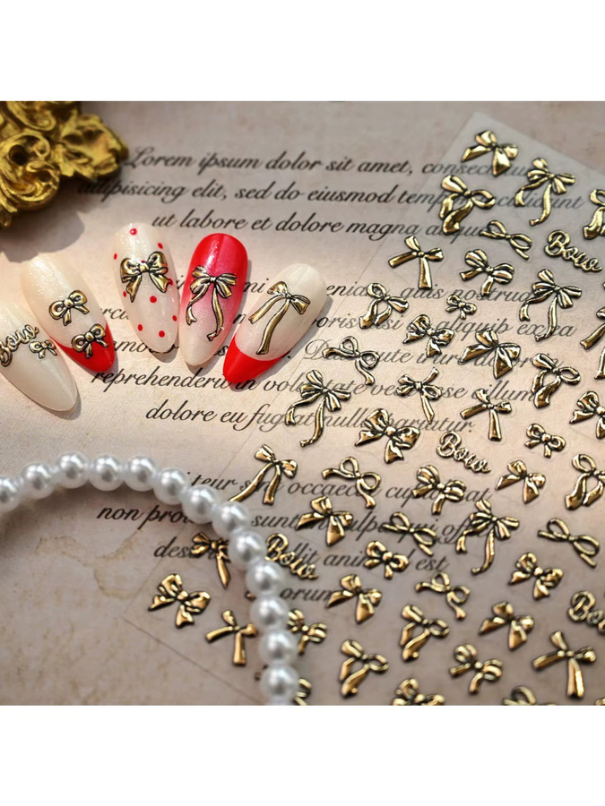NAILFYOU Nagelkunst-Aufkleber, Goldene Metallic Schleifen - Bild 3