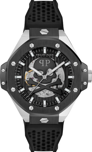 Philipp Plein Herrenuhr Skeleton Automatik, Edelstahl, Schwarz, 46 mm - Bild 1