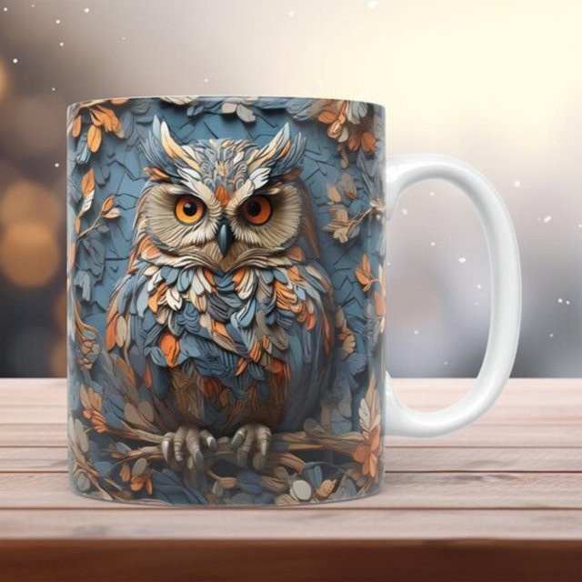 Niedlicher 3D Eule Keramik-Kaffeebecher als Teetasse in Mehrfarbig mit 400 ml - Bild 1