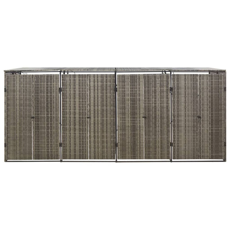 vidaXL Mülltonnenbox für 4 Mülltonnen aus Polyrattan in Grau, B/T/H: 274 x 80 x 117 cm - Bild 2