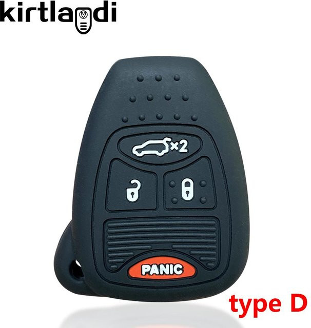 Silikon Schlüsselhülle in Schwarz für Chrysler Voyager, Pacifica, 300c, PT Cruiser, Dodge Caliber, Avenger, Jeep Grand Cherokee, Compass und Patriot - Bild 1