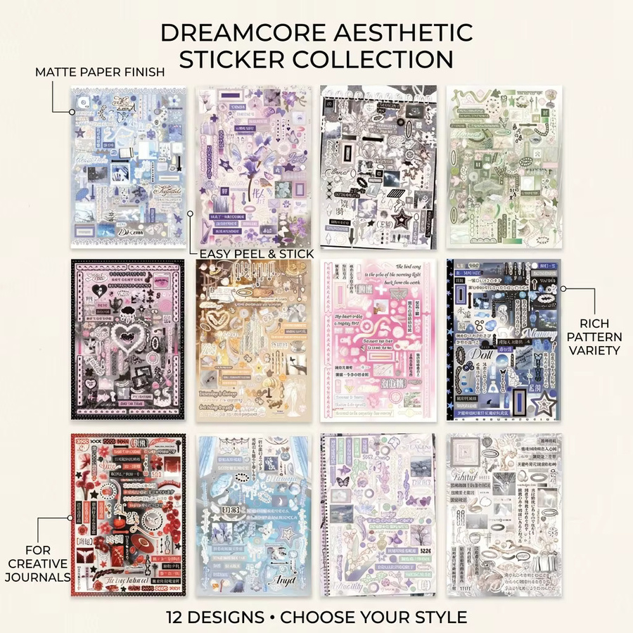 Matte Paper Dreamcore Stickerbuch im koreanischen Stil, Multicolour, Journal-Collage-Zubehör für Scrapbooking aus Papier - Bild 2