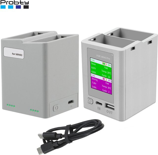 Intelligentes Ladegerät mit Zwei-Wege-Digitalanzeige und Lade-Hub-Akku als Power Bank für deine DJI Mini 4 Pro und Mini 3 Pro Drohne - Bild 1