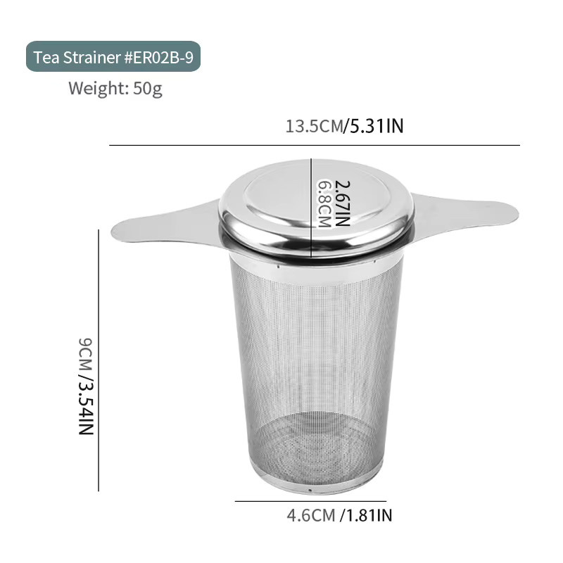 Edelstahl Tee-Filter mit Deckel und feinem Sieb in Silber und Grau - Bild 4