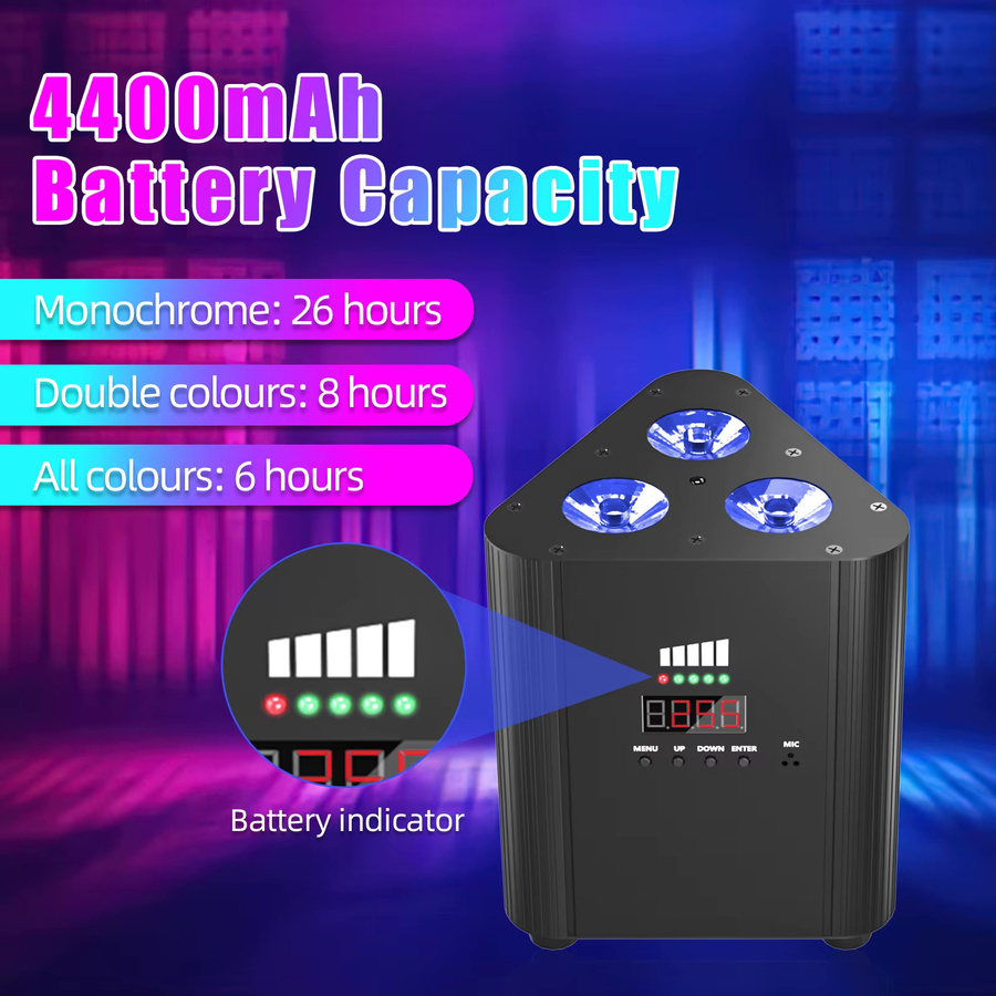 Yiflamefly 4er Set kabelloses 4-in-1 RGB Par-Licht mit Tasche, DMX512 Steuerung, Blitzlicht-Effekt und Akku, Schwarz - Bild 1