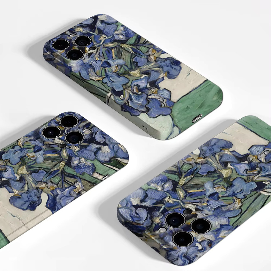 Blaue Irises Handyhülle für Apple iPhone 17 16 15 14 13 12 Pro Max Plus mit doppelschichtiger Rückseite - Bild 3