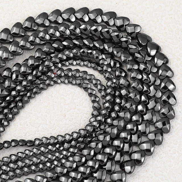 Hämatit Spacer Perlen, Schwarz, Pfirsich Herz, 4/6/8mm - Bild 1