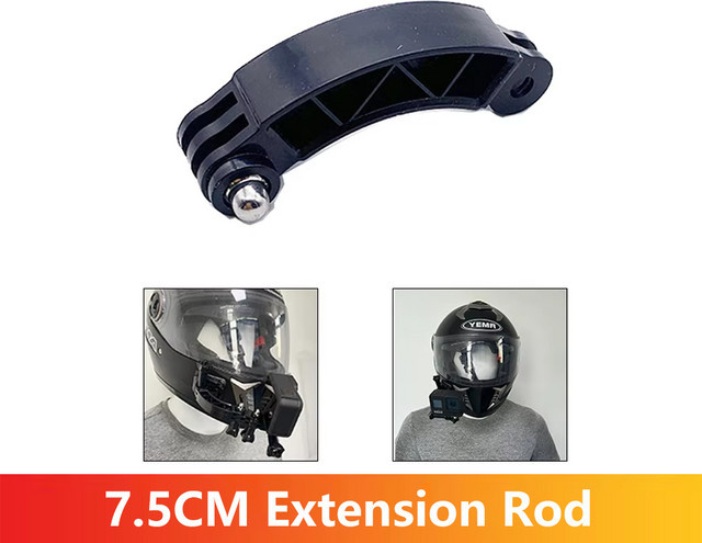 Verlängerungsstange Helm Pole Mount für GoPro, Insta360, SJCAM, AKASO und DJI Osmo Action Kameras, Farbe: Schwarz, Länge: 7,5 cm - Bild 1