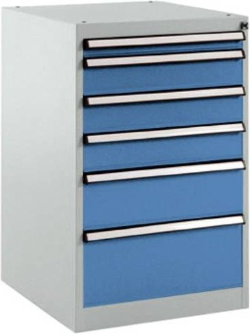 Manuflex BASETEC Schubfachschrank SP1107.5007 Stationär, 6 Schubfächer, Stahl, Blau, Nutzhöhe: 70 cm - Bild 1