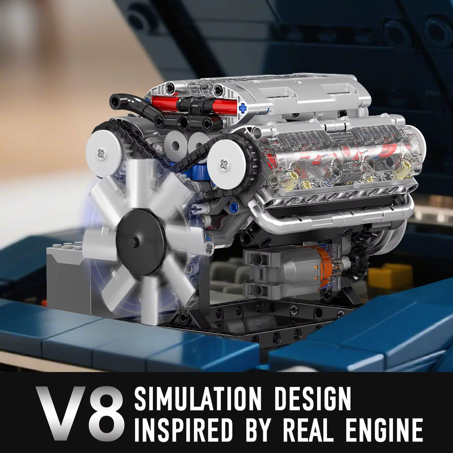 Mould King 10088 V8 Motor Modellbau Kit mit 535 Teilen, Multicolour STEM Spielzeug für Kinder und Erwachsene ab 14 Jahren - Bild 2