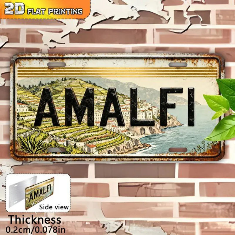 Vintage Amalfi Wanddekoration aus Metall, mehrfarbiges Schild für den Außenbereich und die Heimdekoration, rechteckig, B: 30 cm, H: 30 cm, T: 15 cm - Bild 1