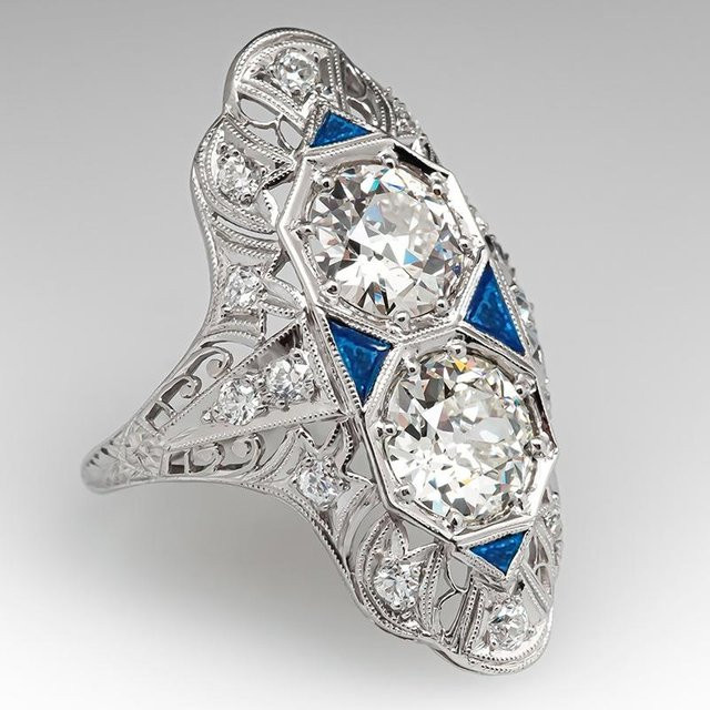 Huitan Ring, Blauer Emaille, Damen - Bild 1
