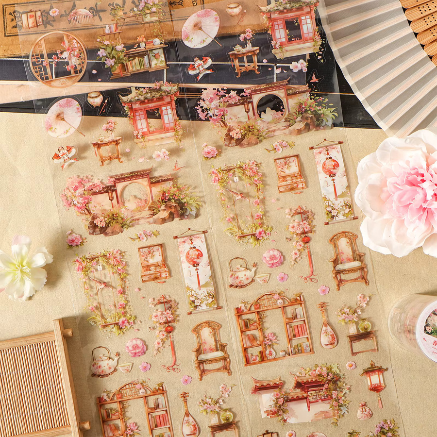 Etori Life Dekoratives Washi-Tape im Vintage-Stil mit Frühlingsblumen-Motiv, Multicolour, 1 Rolle, 2 m Länge - Bild 3