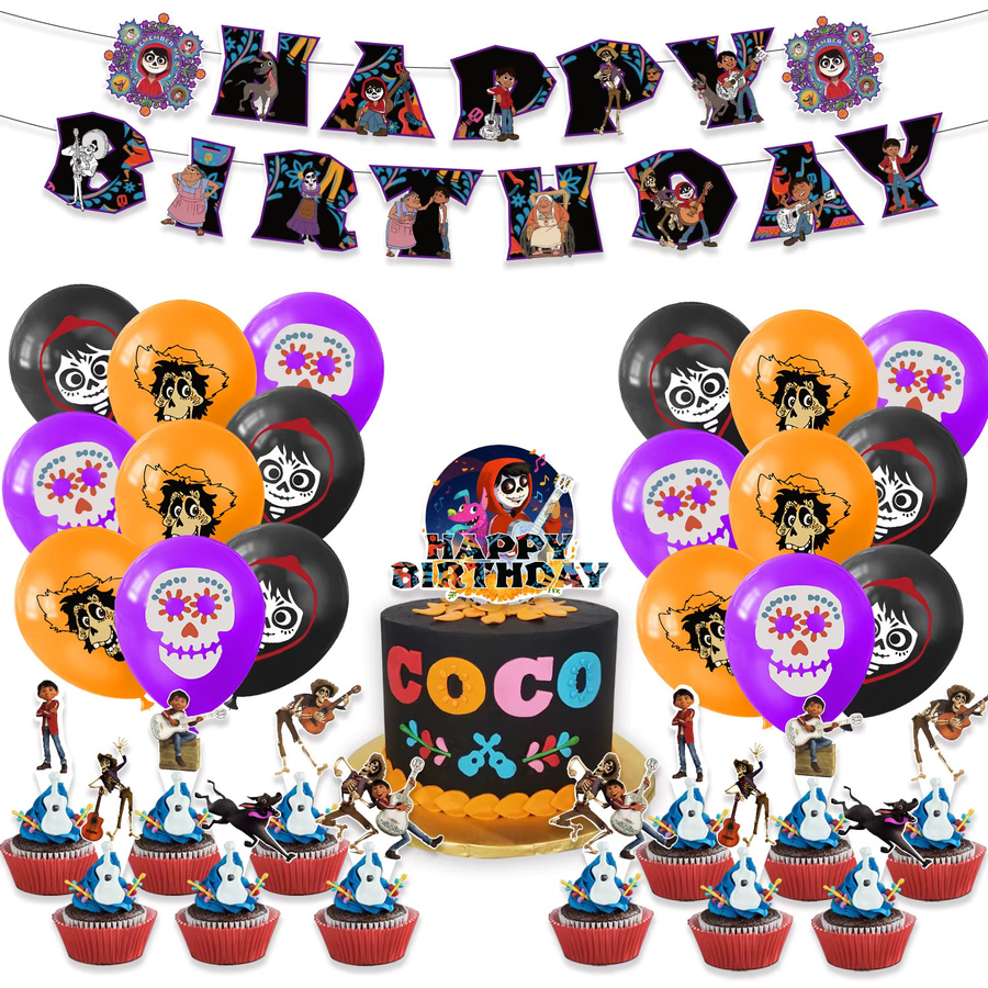 Disney Coco Thema Party Dekoration Set mit Luftballons, Banner und Kuchenaufsatz in Mehrfarbig - Bild 2