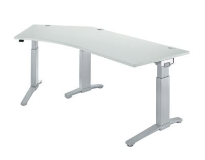 Schäfer Shop Genius Schreibtisch ERGOSTYLE S Eckschreibtisch, manuell höheneinstellbar, lichtgrau/weißaluminium, B: 216,5 cm, T: 80 cm - Bild 1
