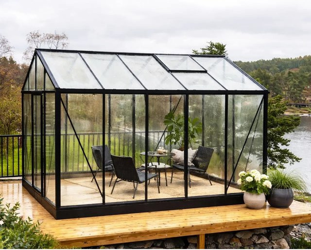 Bloomcabin Gewächshaus GHC4 Klassik in Schwarz mit Sicherheitsglas, Aluminium und integriertem Dachfenster sowie Belüftungssystem, H x B x T: 235 x 9,04 x 235 cm - Bild 1