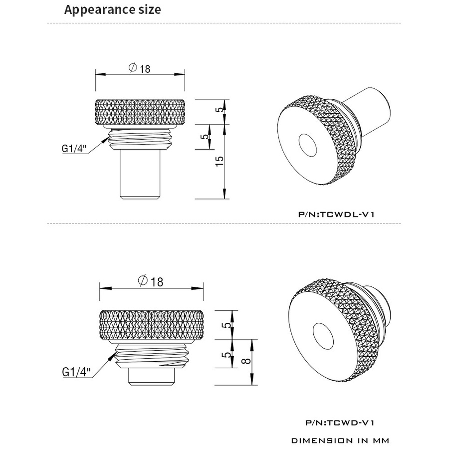 Barrow G1/4'' 10K Temperatur-Wasserstopp-Dichtungsstopfen TCWDL-V1 Anschluss für PC-Wasserkühlung - Bild 2