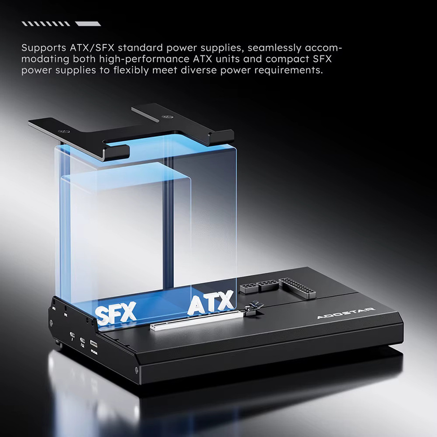 AOOSTAR EG02 EGPU-Dock in Schwarz mit Oculink PCIe 4.0 x4 und 2 Thunderbolt 5 Schnittstellen, kompatibel mit ATX und SFX Netzteilen - Bild 2