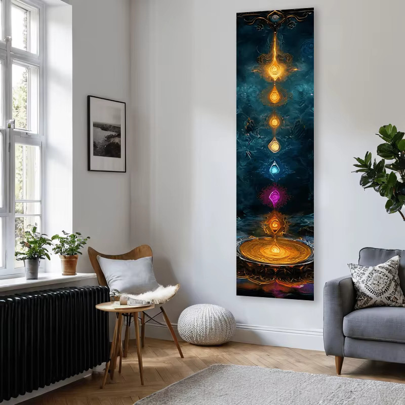 VIKAMA Chakra-Energie-Wandteppich mit Mandala-Design in Multicolour, Rechteckig, Breite: 130 cm, Höhe: 30 cm - Bild 3