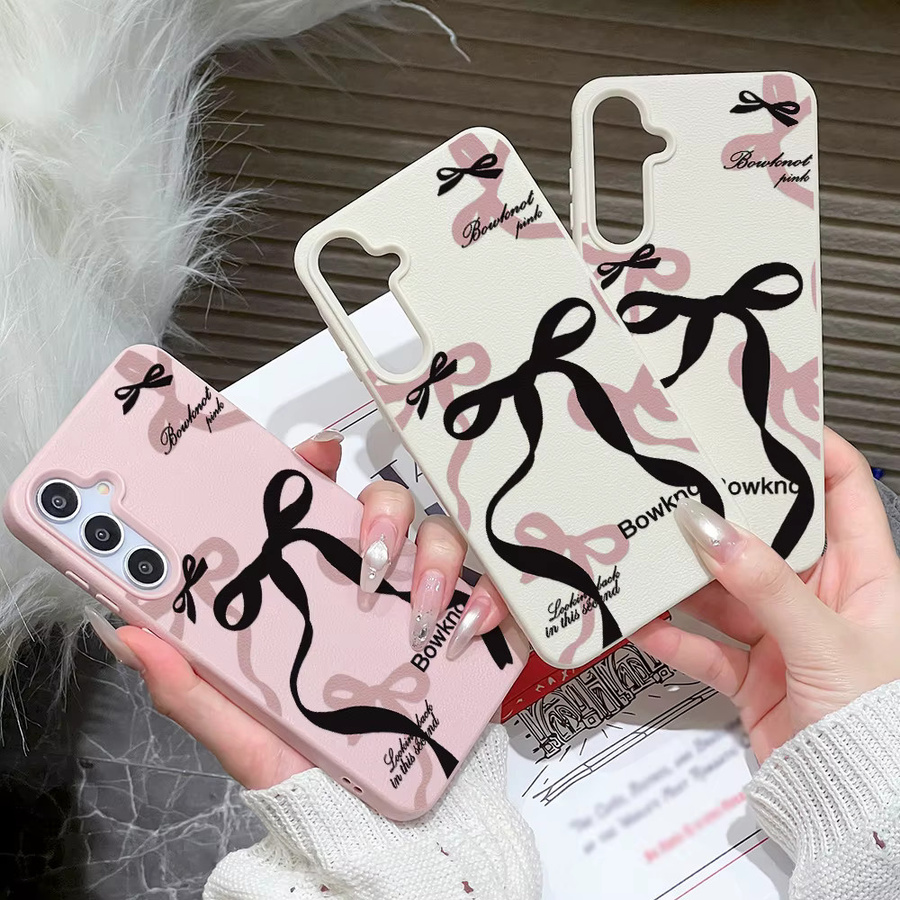 Doppellagige Handyhülle mit Schleife für Samsung Galaxy S25 Ultra S24 FE S23 A17 A56 5G A16 A55 A36 A53 A35 A06 A07 A26 in Schwarz und Pink - Bild 2