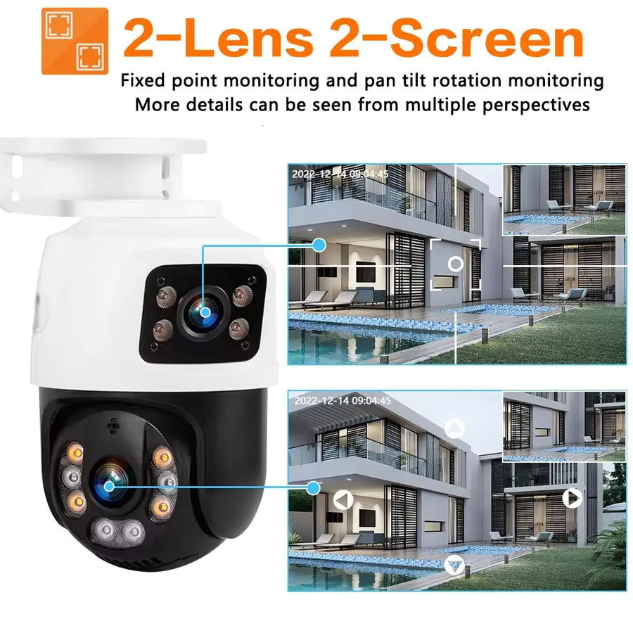ICsee Overscam Dual Objektiv 8MP 4K POE PTZ IP Kamera Outdoor CCTV mit Zwei-Wege-Audio und Farb-Nachtsicht in Weiß - Bild 4