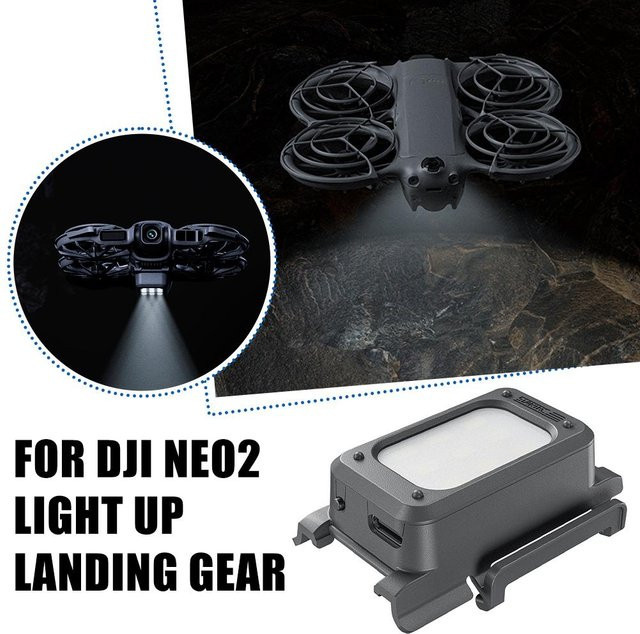 DJI Neo 2 Zubehör 2-in-1 LED Nachtlicht und Fahrwerk in Schwarz - Bild 1