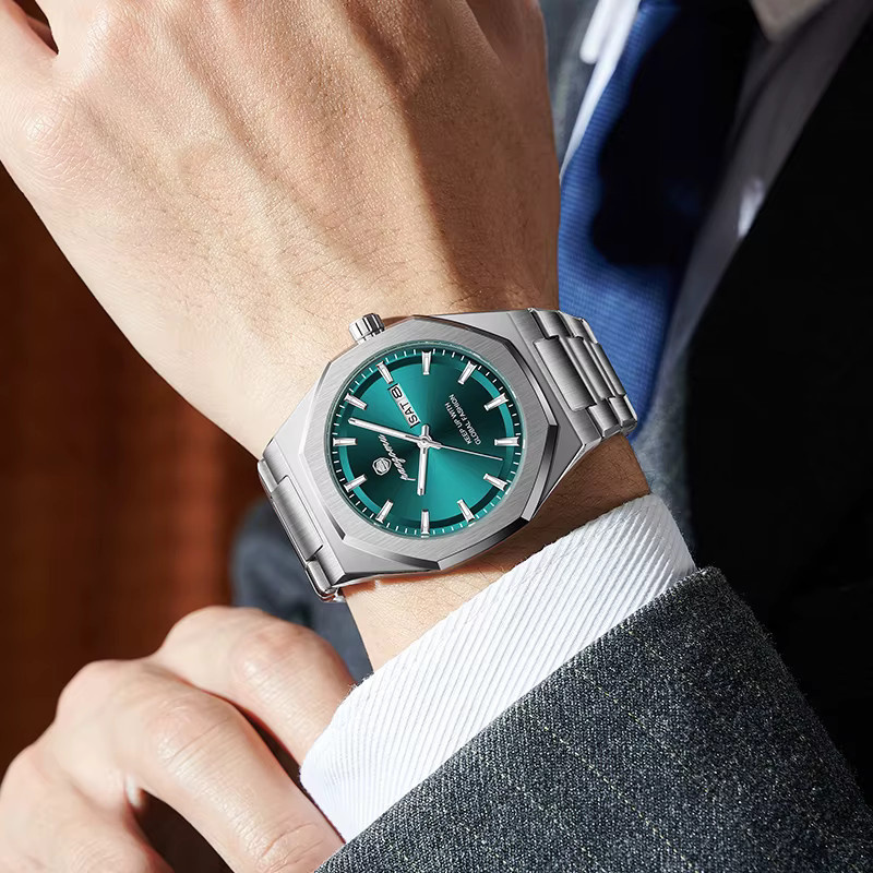 PAAZOMU Armbanduhr, Quarz, Edelstahl, Grün, Herren - Bild 3
