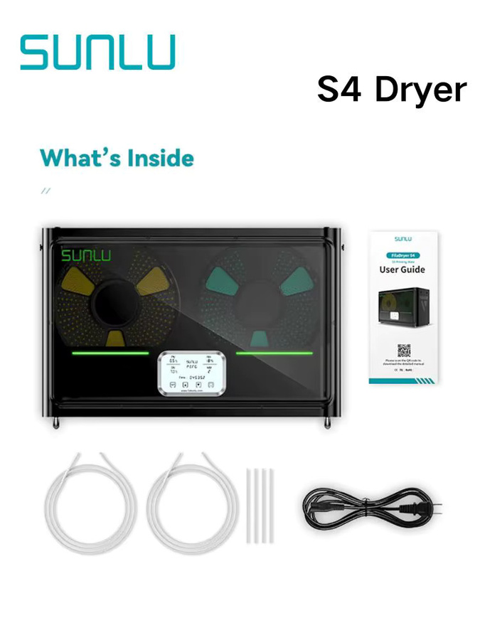 SUNLU S4 3D-Filamenttrockner in Schwarz für PLA und PETG, passend für 1,75 mm und 2,85 mm Filament, inklusive 4 Rollen à 1 kg - Bild 4