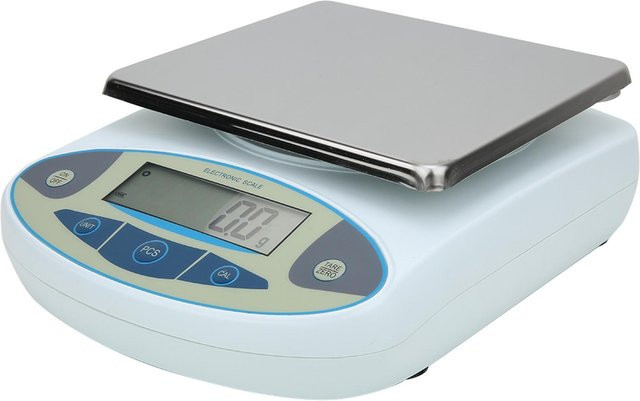 Aimo Elektronische Labor-Analysenwaage mit digitalem Display, Präzisionswaage bis 10 kg in 0,1 g Schritten, Grau/Weiß - Bild 1