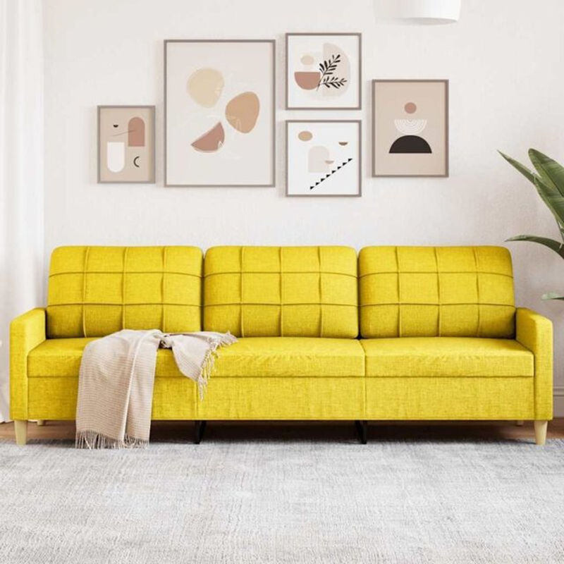 Vidaxl 3-Sitzer-Sofa in Gelb aus Stoff und Polyester mit Metallgestell, Breite: 226 cm - Bild 1