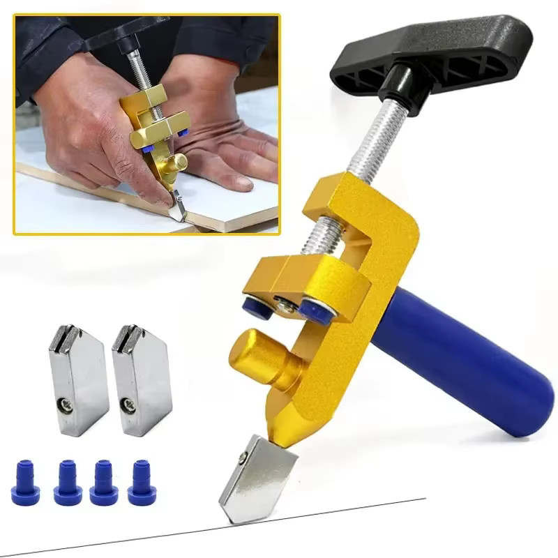 EQZ 2-in-1 Glaskeramikfliesenschneider mit Diamantrolle und Messer zur manuellen Fliesenbearbeitung - Bild 2