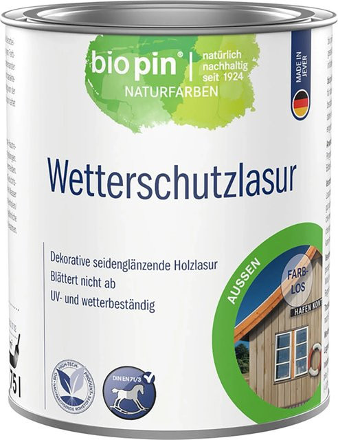 Biopin Wetterschutzlasur Transparent Wasserbasiert 0,75 l - Bild 1