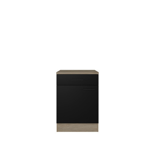 Küchenunterschrank Flex-Well Capri in Schwarz Matt mit Endgrain Oak Optik, B/H/T: 60 x 85 x 60 cm - Bild 2